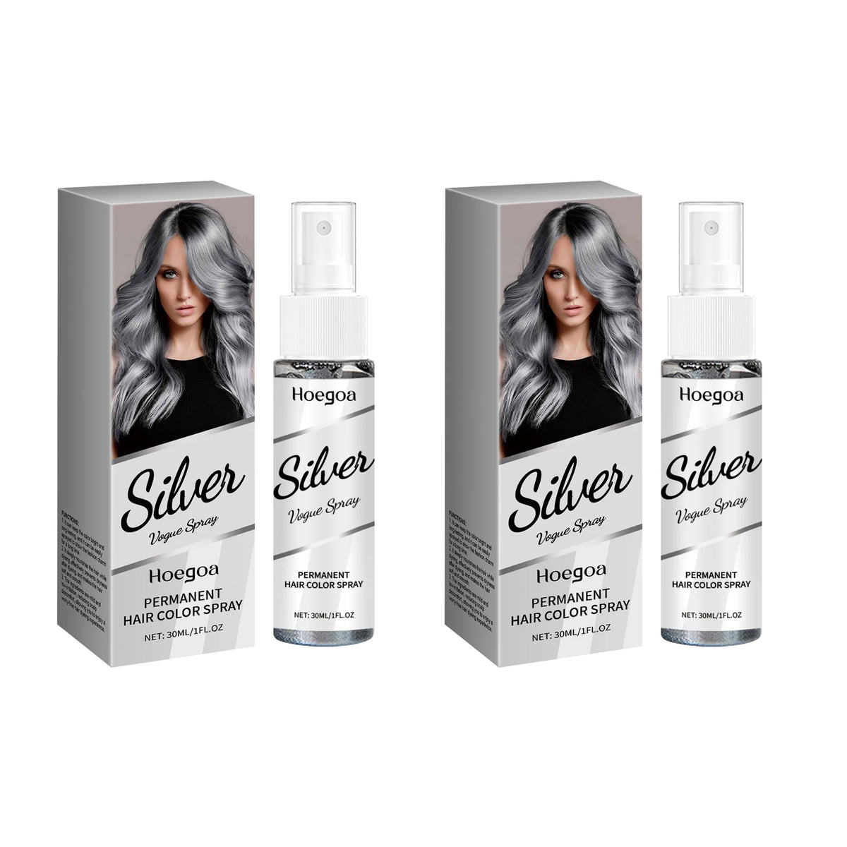 Silver Grey Hair Color Spray Permanent Grandma Grey Hair Dye Unisex Smoky Fashionable Punk Style Quick Coloring Hair Spray 30ml