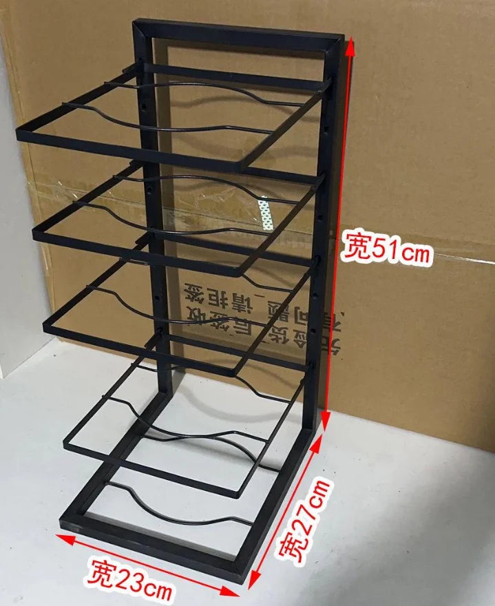 Adjustable Pot Rack Organizer, Kitchen Carbon Steel Pot Storage Rack, Multi-Layer Household Pot and Pan Organizer for Cabinet Un