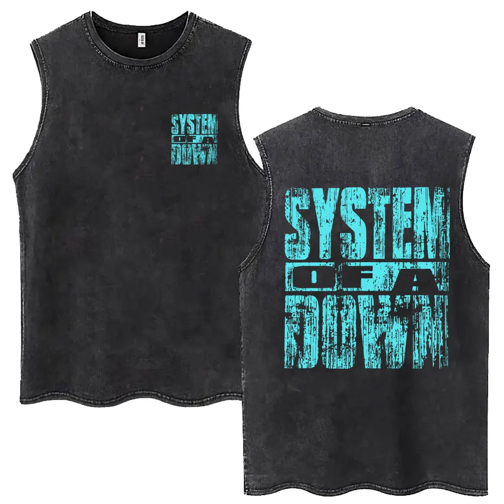 System of A Down Vintage Washed Tank Tops Men's Classic Rock Alternative Metal Sleeveless Vests T-shirt Male Oversized T Shirts