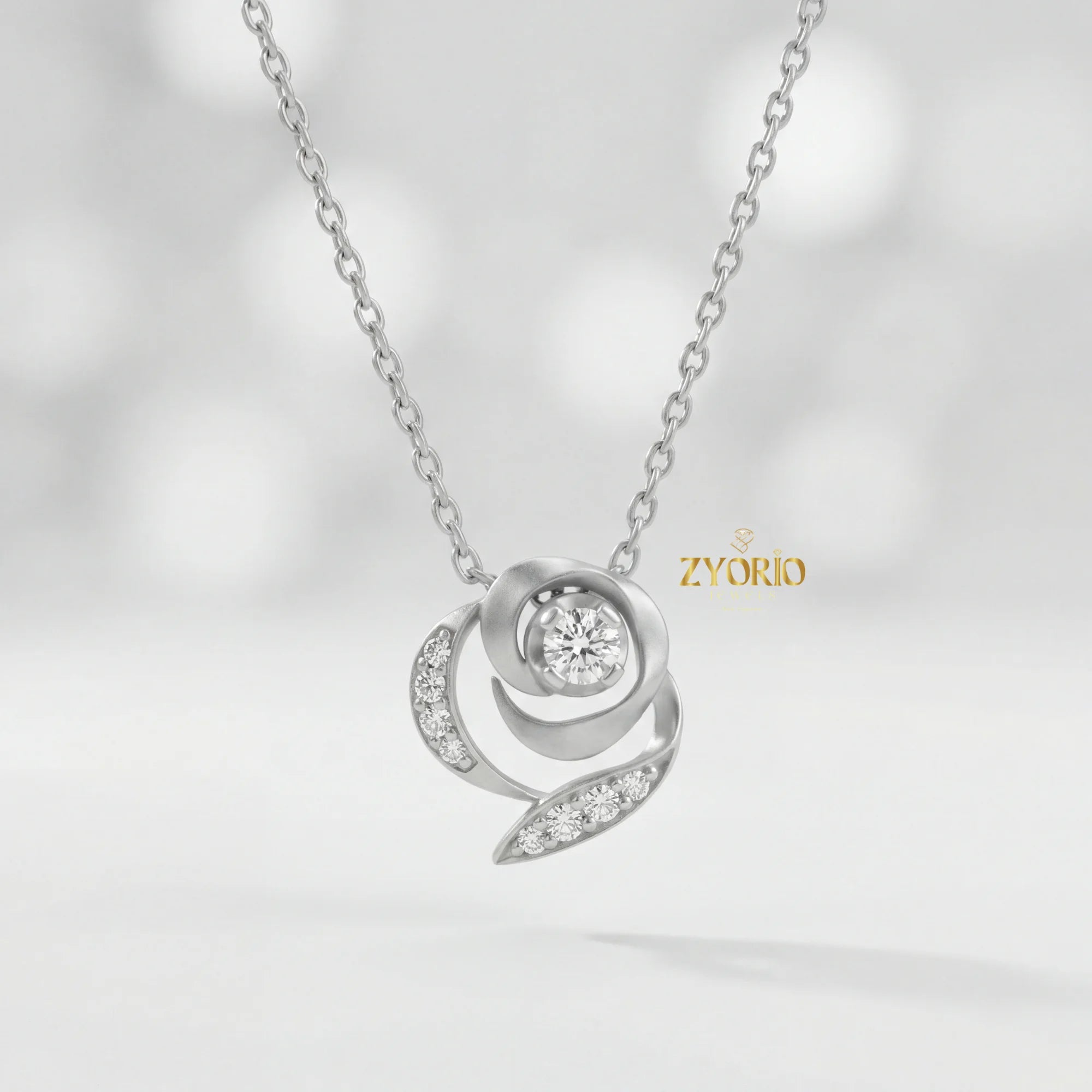 Silver Rose Gold Plated Diamond Pendant Necklace Luxury Engagement Wedding Party Jewelry Sparkling Diamond Women