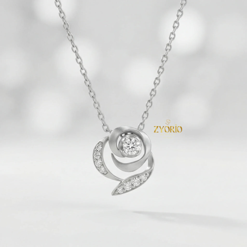 Silver Rose Gold Plated Diamond Pendant Necklace Luxury Engagement Wedding Party Jewelry Sparkling Diamond Women