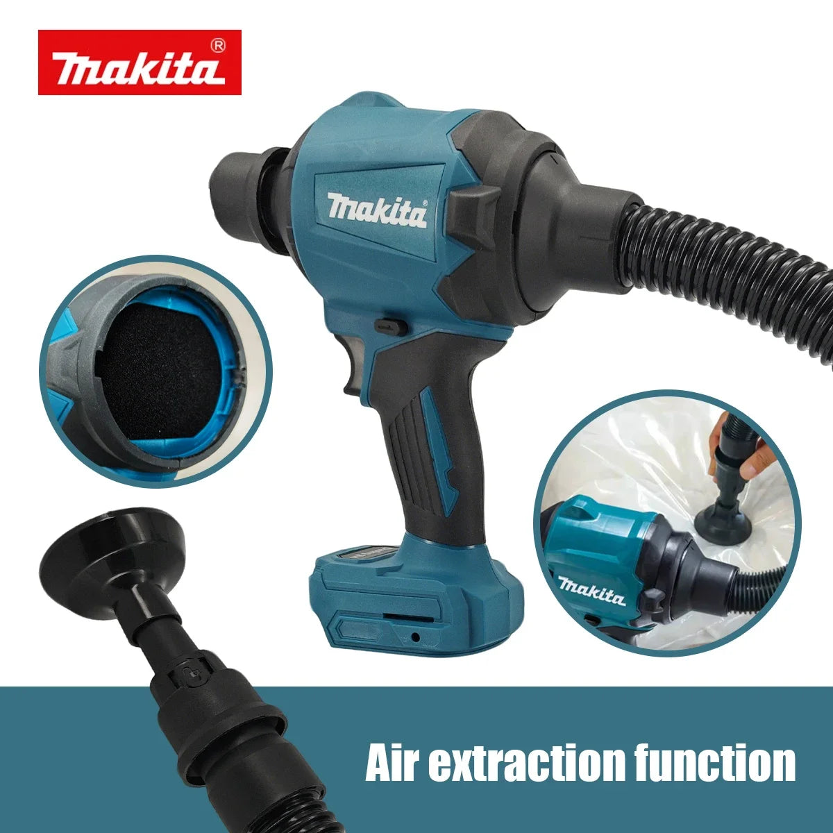 Makita DAS180 18V Cordless Air Blower Multifunction Dusting Machine with Nozzle Air Dust Removal Gun And Inflator Tool