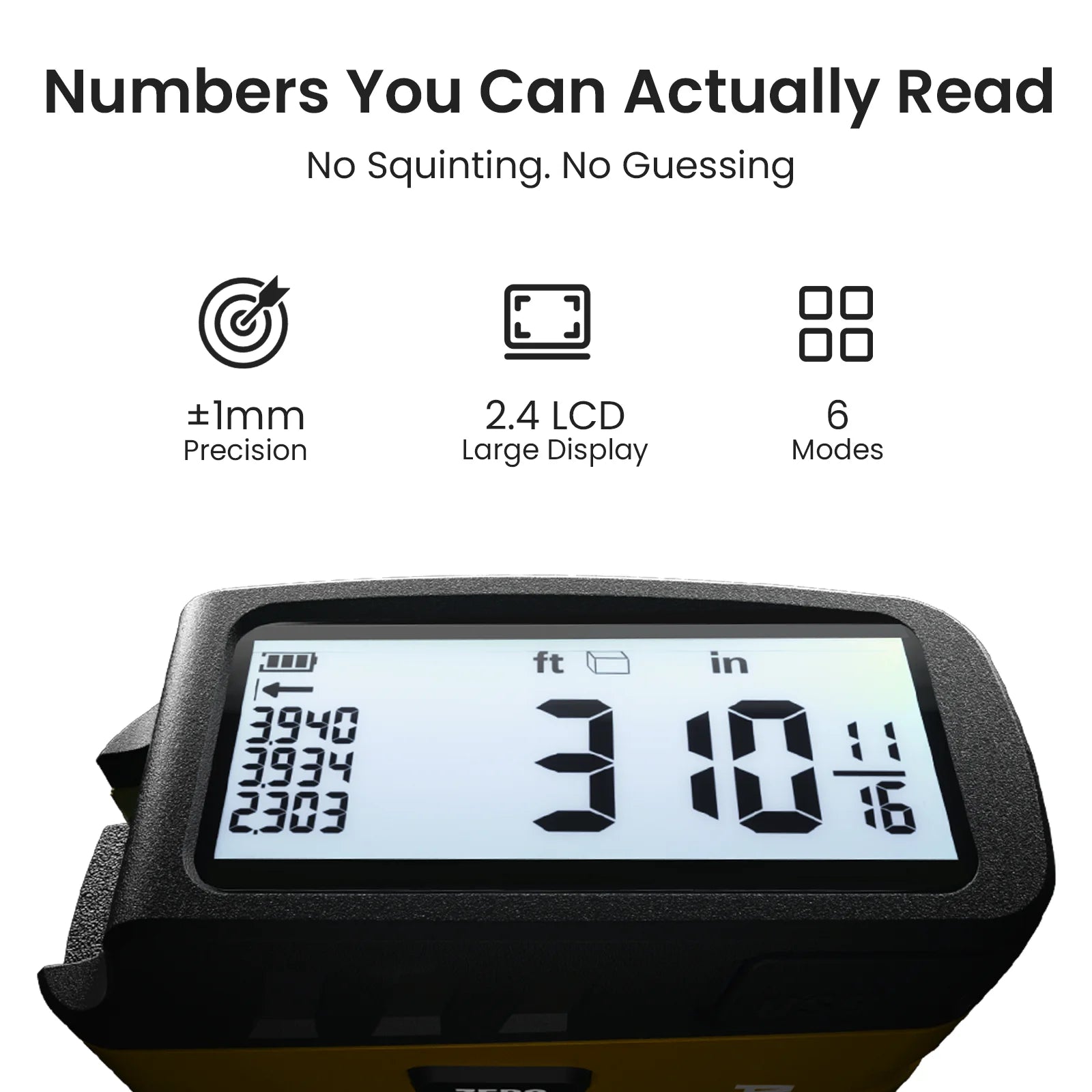 MiLESEEY  2-in-1Digital Reading Tape measure DT20 5m Rechargeable Measurement Tool, for Distance/Area/Volume
