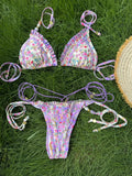 Sexy Triangle Mini Bikini Sets Micro Thongs Swimsuit Women Bathing Suit Biquini Bandage Beachwear Print Swimwear Thong Bikini