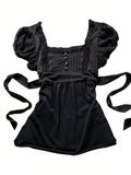 Y2K Gothic Aesthetic Top Square Neck Women's Retro Harajuku Fashion Casual Fairy Style Sweet and Cute Emotional Girl