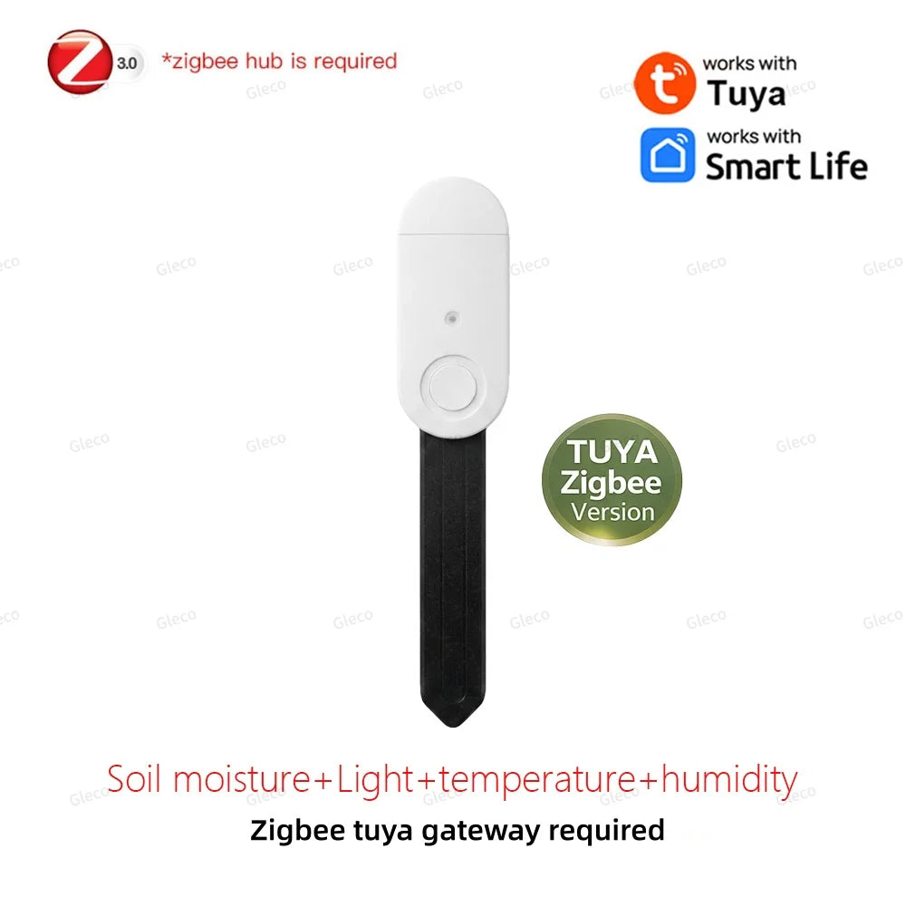 Zigbee Soil Sensor Moisture Temperature Humidity Meter Fertility Light Tester For Tuya Smart Life Z2M Home Assistant Automation
