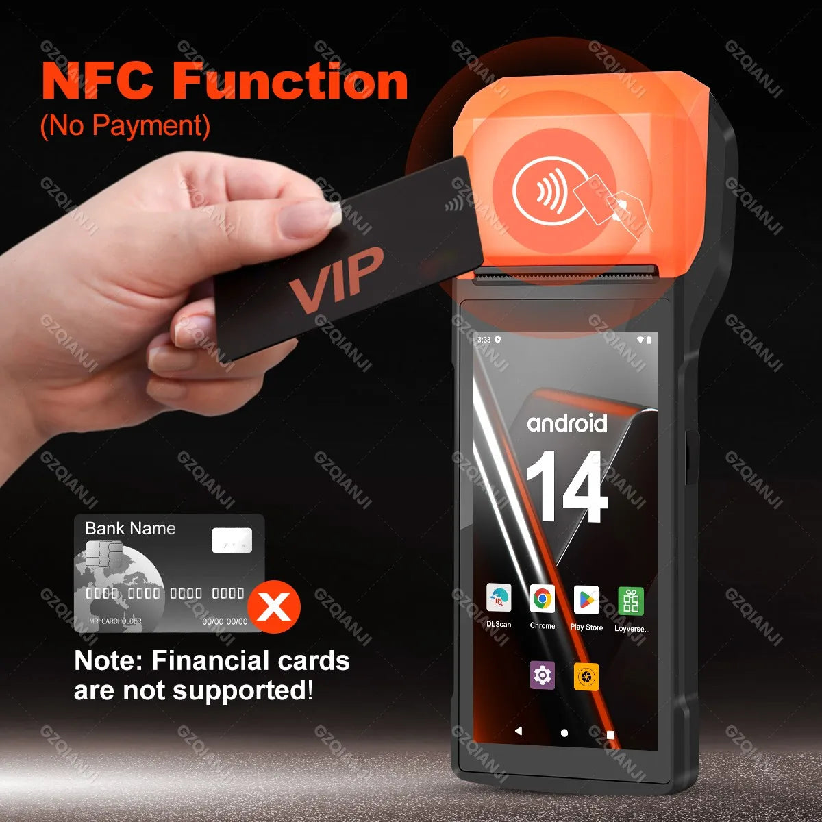 Handheld Android 13/14 PDA Printer 58MM Mobile Receipt Bill Thermal Printer 5.5 Inch Touch Screen Bluetooth Wifi NFC 2D Scanner