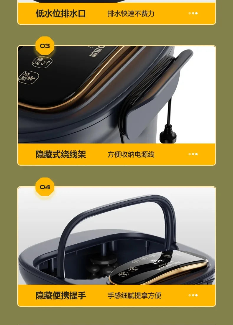 Electric Heated Foot Bath Bucket Vibration Foot and Calf Soak Spa Bubble Surfing Massage for Relieve Relaxation Footbath Machine