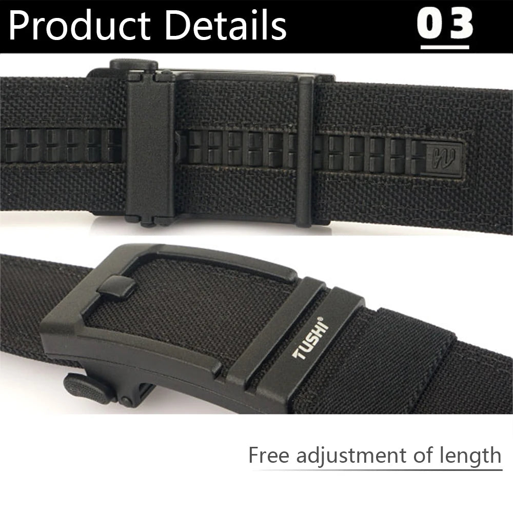 TUSHI New Double-layer Reinforced Automatic Buckle Training Quick Hanging Pistol Belt Men Nylon Outdoor Leisure IPSC Accessories