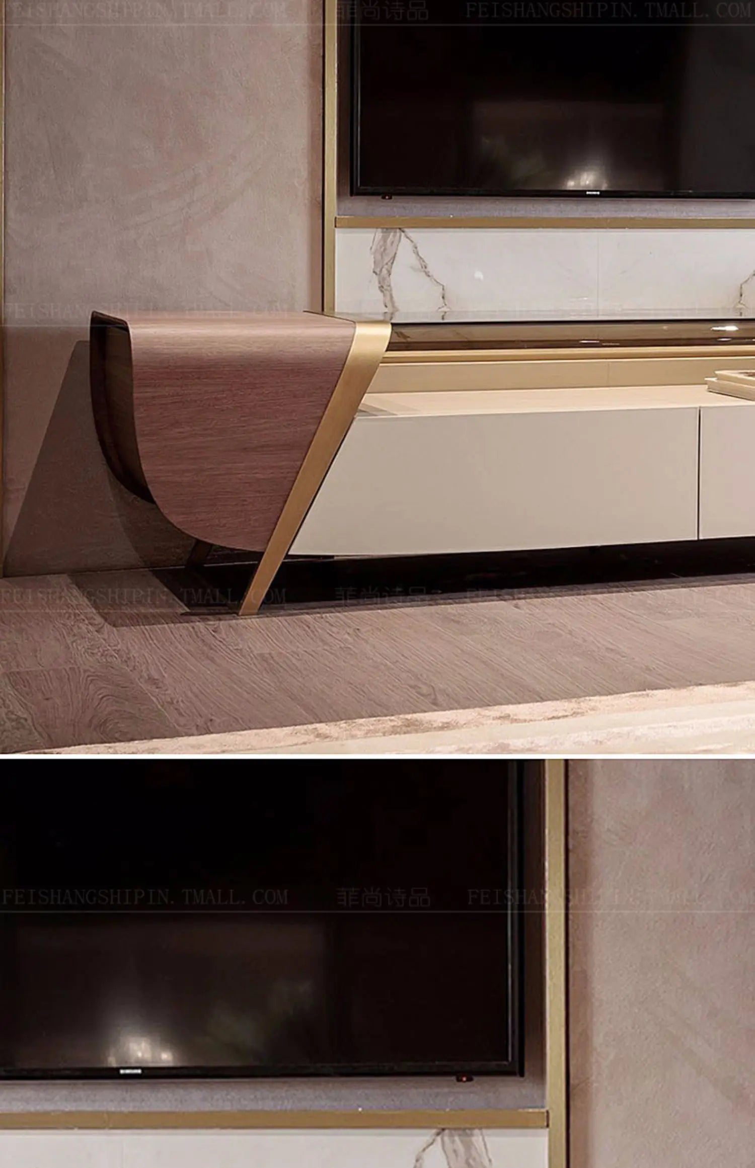 Light luxury Hong Kong-style postmodern floor cabinet Italian minimalist living room audio and video cabinet