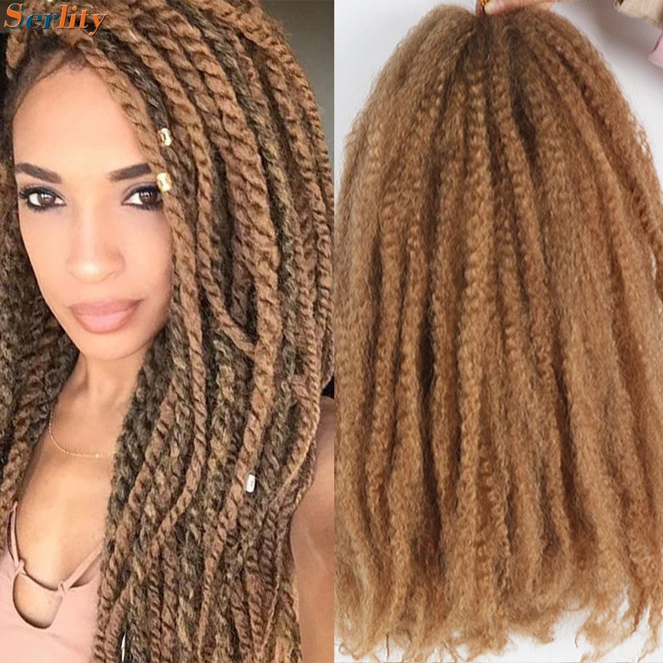 Marley Twist Braiding Hair Pre Stretched 1- 6 Packs Ombre Afro Kinky Curly Crochet Hair for Faux Locs Jumbo Marley Twists Hair