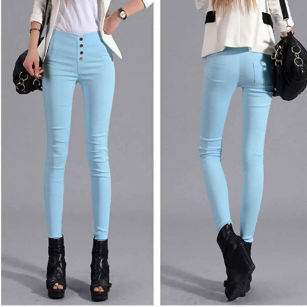 Streetwear Fashion Women Skinny Pencil Pants Spring Autumn New Elastic High Waist Korean Clothing Solid Thin Casual Trousers 5XL