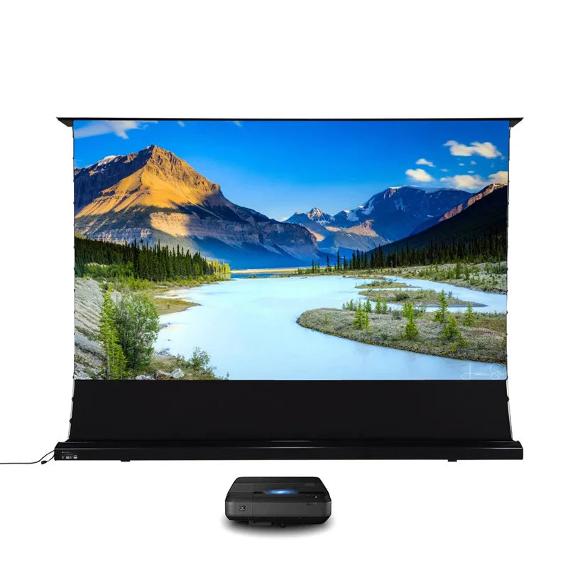 High-quality 72"-150" Laser TV Projector Screen Motorized Floor Rising PET UST ALR Projection Screen Suitable For Home Theater