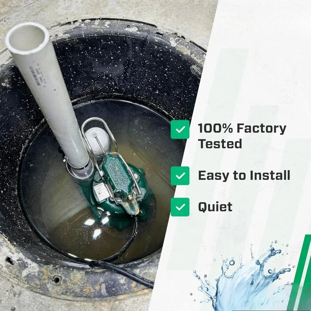 Best Selling US Local StockCast Iron M63  Automatic Submersible Sump Pump  3/10HP    LED Power Plug  High Flow  Vortex Impeller
