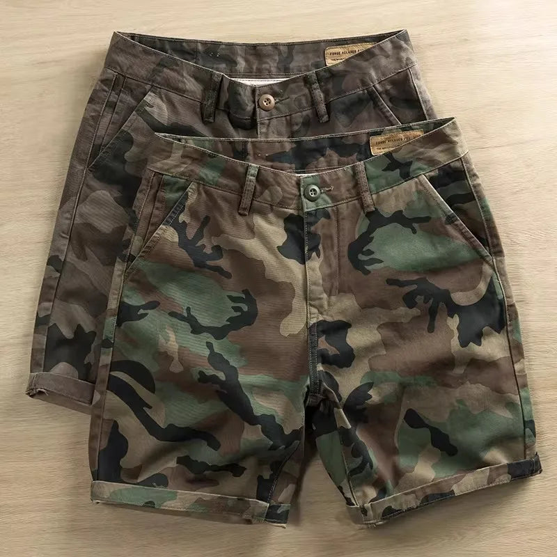 American Retro Camouflage Work Short Pants Men's Summer Loose Casual Thin Wear-resistant Dirty Five-Quarter Pants