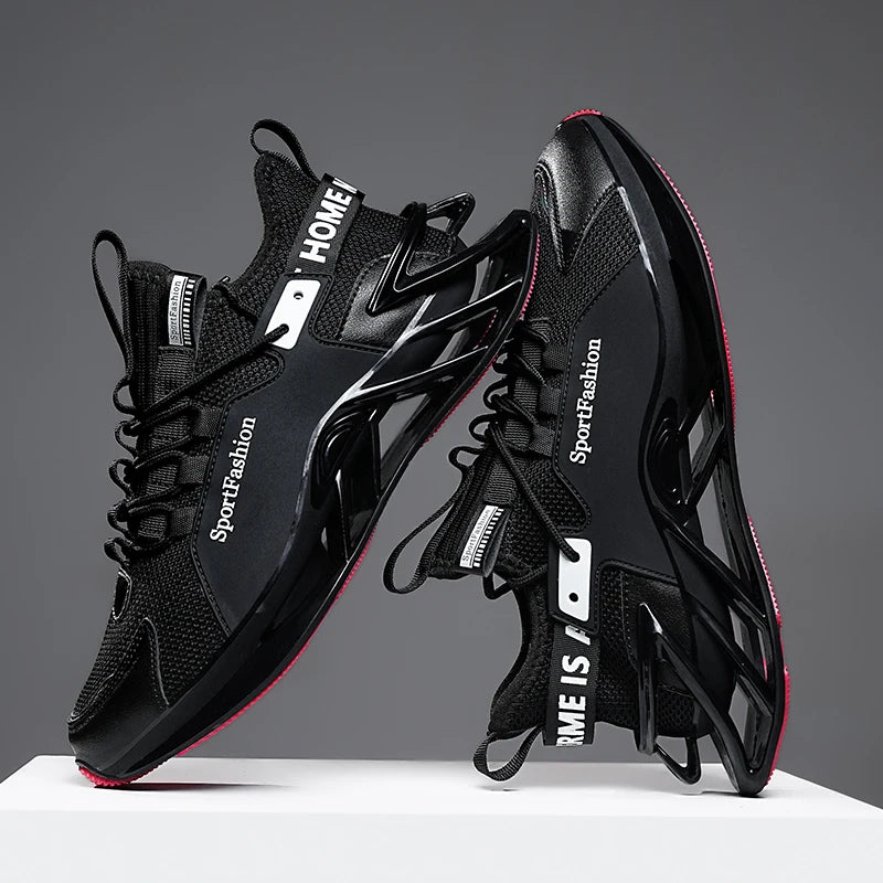 Men's Trendy Color Block Chinese Landscape Lace Up Blade Sneakers With Assorted Colors, Casual Outdoor Walking Shoes