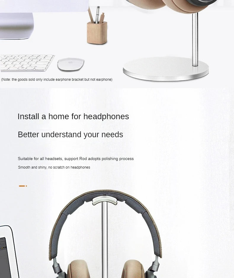 Curved Aluminum Headphone Stand Rack Sturdy Metal Gaming Headset Earphone Holder Hanger with Solid Base for Table Desk Display