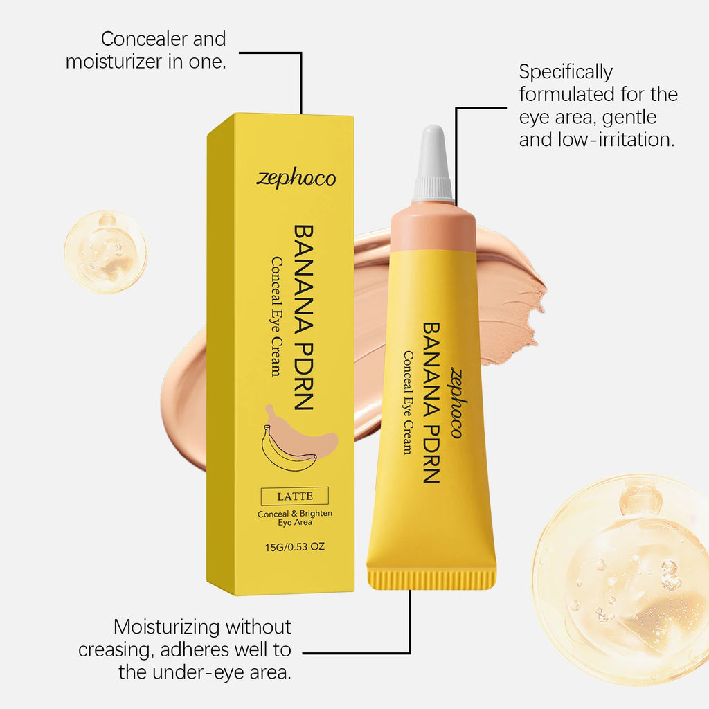 Zephoco Dark Circles Concealer Banana Pdrn Cover Blemishes Eye Brightener Lightweight Non-sticky Under-Eye Concealer Moisturizer
