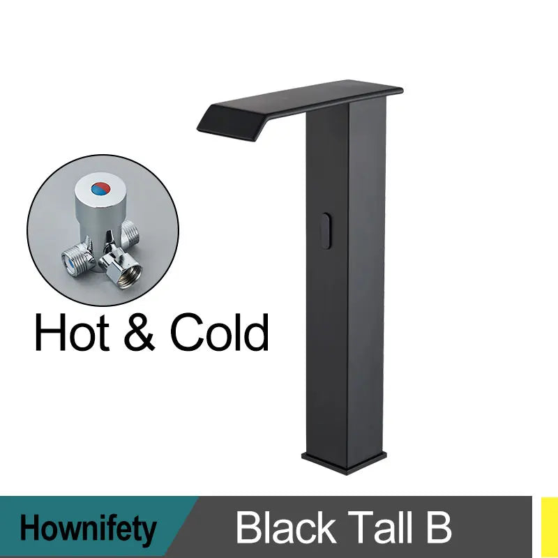 Hownifety Hot Cold Smart Sensor Bathroom Basin Faucet Deck Mount Waterfall Outlet Mixer Crane Tap Automatic Sense Touchless