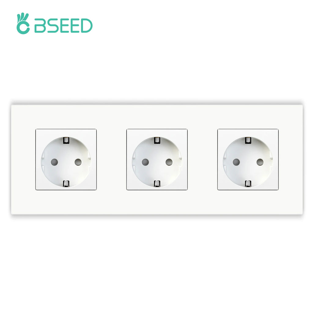 BSEED EU Wall Sockets Type-C USB Power Sockets Double Electric Sockets Triple Outlets Plastic Frame Germany Socket With Dual USB