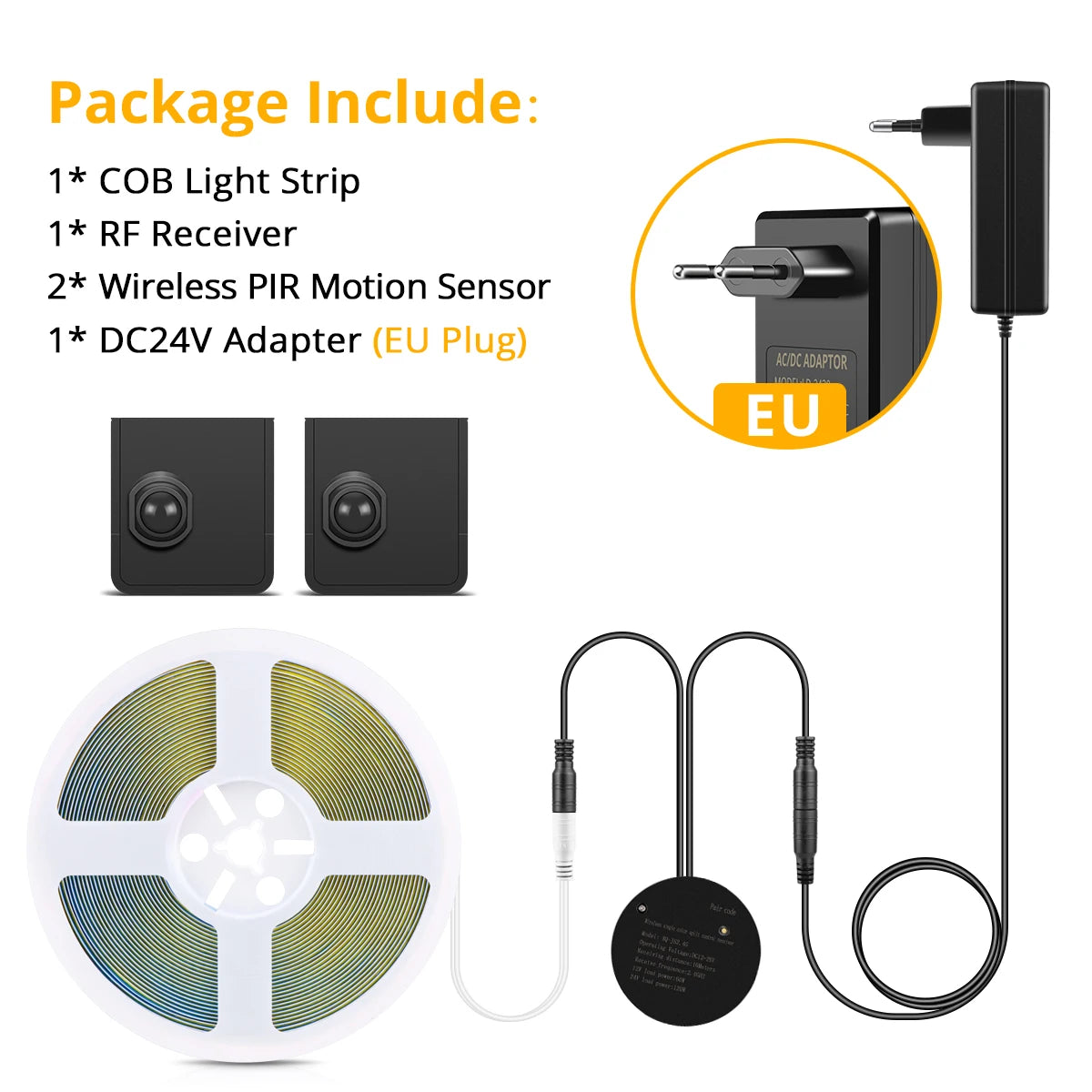 LED Stairs Night Light 5M 10M Portable PIR Motion Sensor Staircase 24V COB LED Strip For Stairway Pathway Corridor Step Lighting