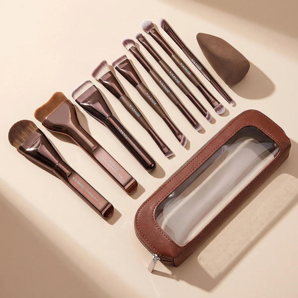 MAANGE 11pcs Makeup Brush Set Foundation Concealer Brush Blush Brush Contour Brush Ultra Thin Foundation Makeup Facial Brush