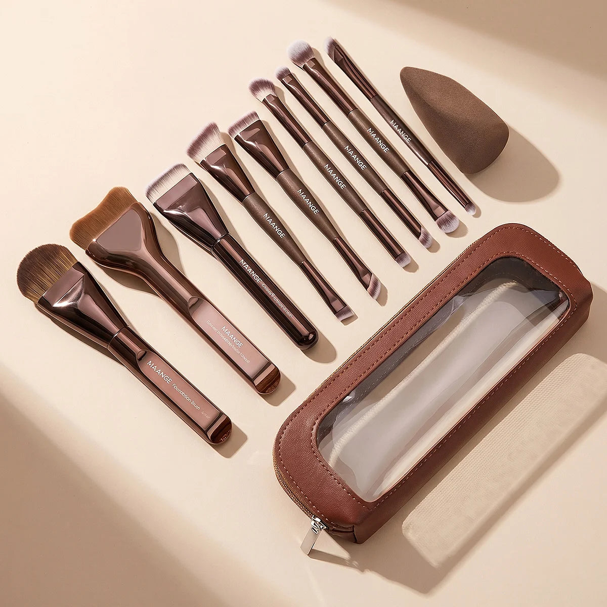 MAANGE 11pcs Makeup Brush Set Foundation Concealer Brush Blush Brush Contour Brush Ultra Thin Foundation Makeup Facial Brush