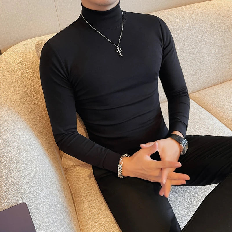 Men's T Shirts Autumn Winter New Turtleneck Long Sleeve T-Shirts For Men Clothing 2025 Slim Fit Casual Basic Tee Shirt Homme 5XL