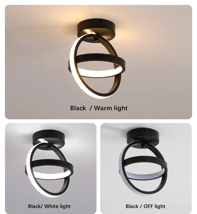 Modern LED Aisle Ceiling Light 2 Ring Creative Dimmable Living Room Ceiling Lamp Hallway Entrance Balcony Office Indoor Lighting