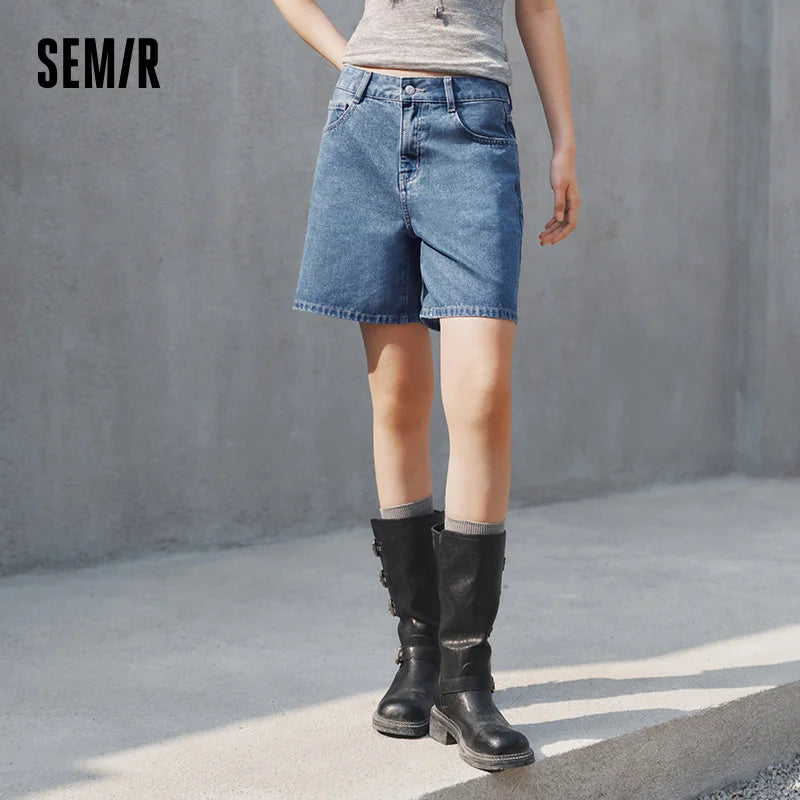 Semir Women Pants Denim Cool Feeling Antibacterial Vintage Distressed A Line Straight Leg 2026 Summer Casual Top