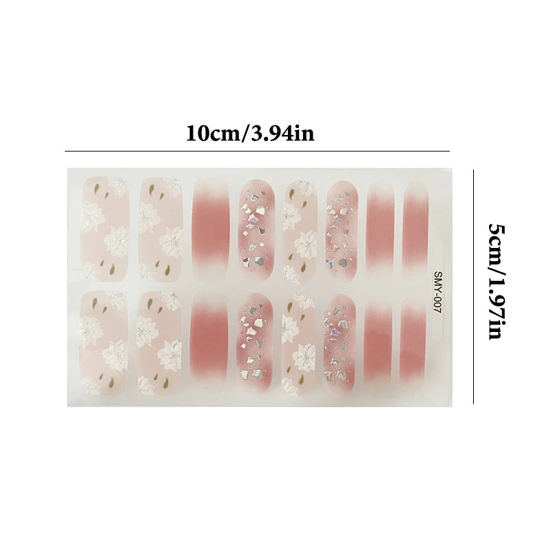 No Baking Lamp Waterproof Nail Wraps Full Cover Nail Stickers Firm And Not Easy To Fall Off 14 Nails/Set Multi Color Nail Patch