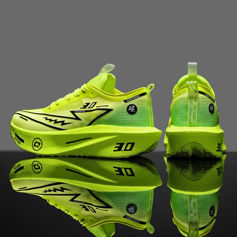Men's Carbon Board Sneakers Anti-slip Cushioned Comfortable Racing Training Running Shoes Mesh Tennis Shoes Casual for Women - Beauty