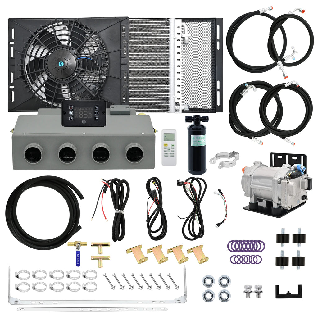 Universal 406‑4 Holes 12V/24V 3400Kcal Electric Auto A/C Compressor Evaporator Assembly  Air Conditioning System for Car Truck