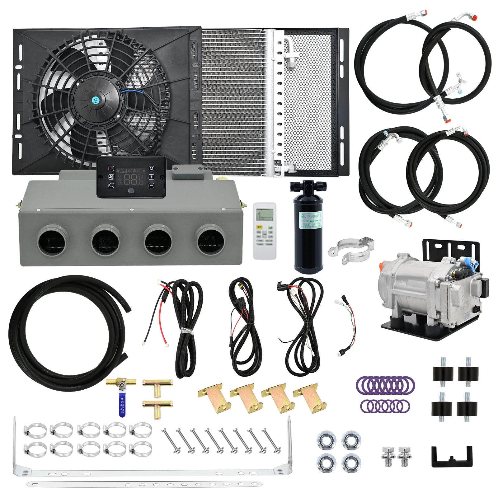 Universal 406‑4 Holes 12V/24V 3400Kcal Electric Auto A/C Compressor Evaporator Assembly  Air Conditioning System for Car Truck