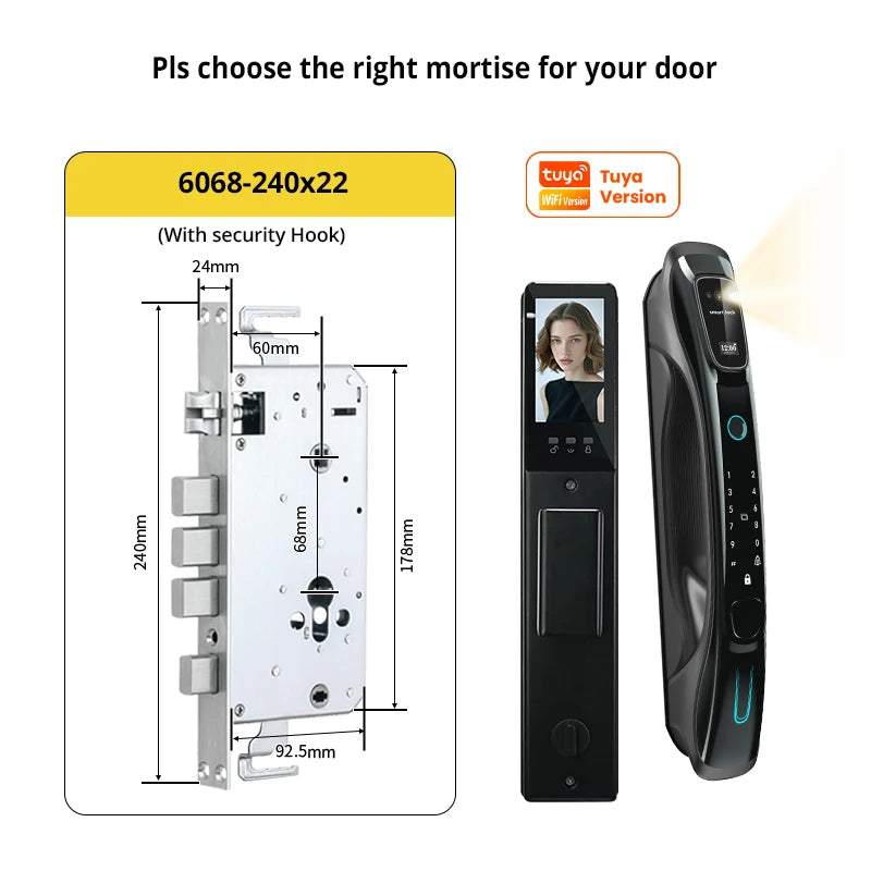 Smart Lock 3D Face Recognition Palm Vein Fingerprint WiFi APP Remote Control Video Intercom Auto Door Lock Digital Security