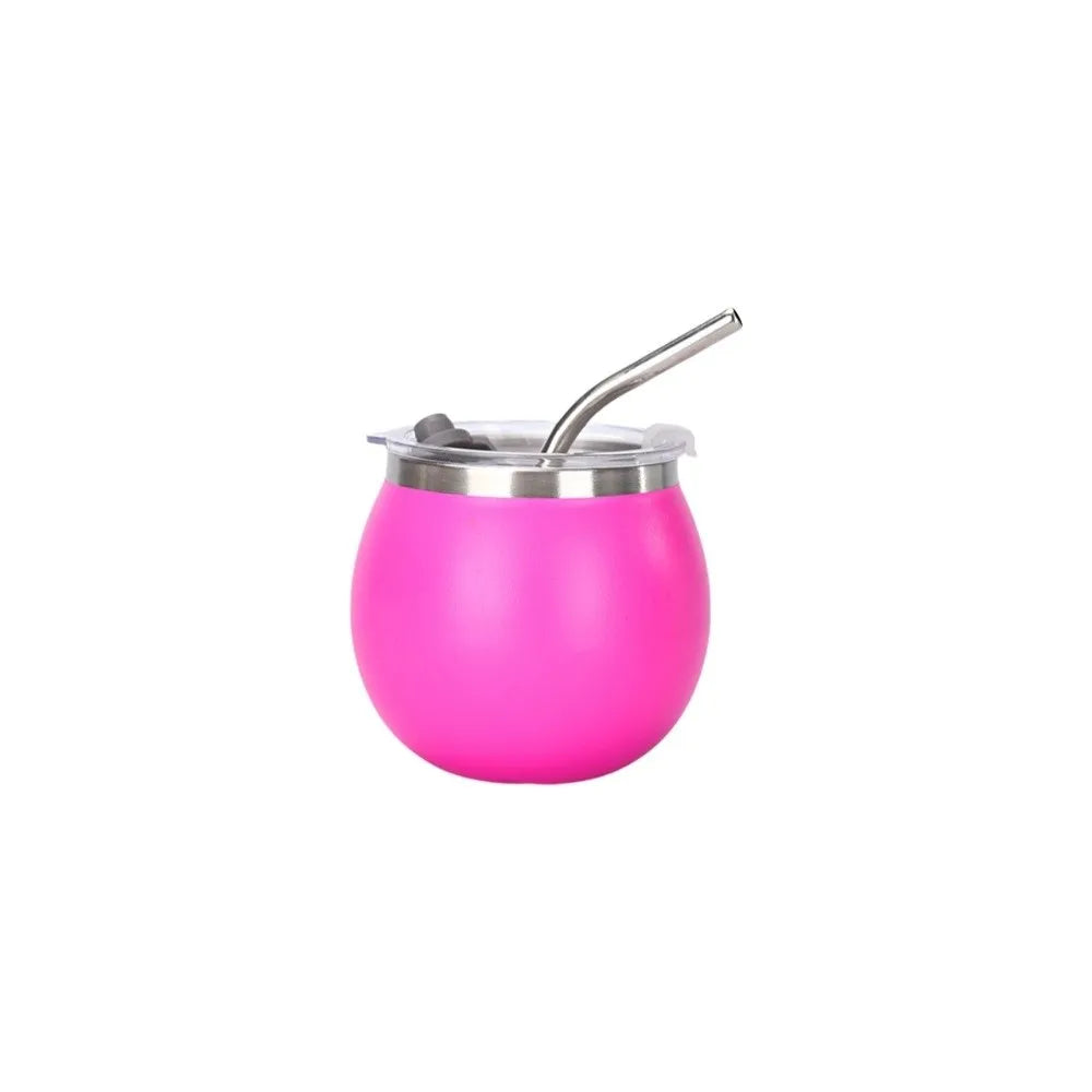 Mini Double Wall Argentine Yerba Mate Cup 5oz Stainless Steel Insulated Cups with Straw and Lid Tumbler Cup Outdoor