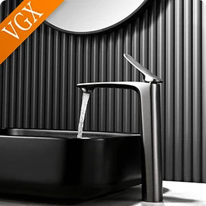 VGX Bathroom Faucets High Basin Mixer Sink Tall Faucet Gourmet Washbasin Taps Water Tap Hot Cold 360° Tapware Crane Brass Black