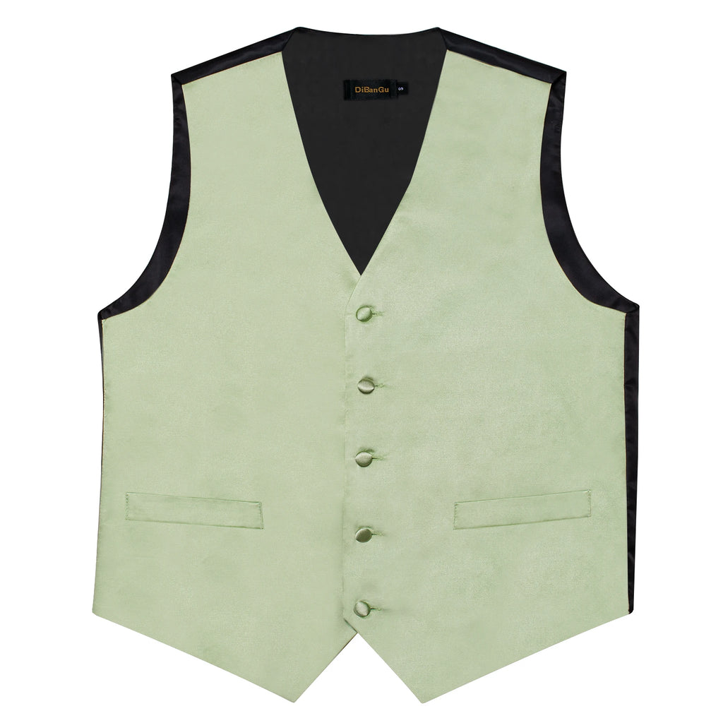 Satin Men's Solid Blue Suit Vest with Tie Handkerchief Cufflinks Business Formal Waistcoat Wedding Prom Men Sleeveless Jacket