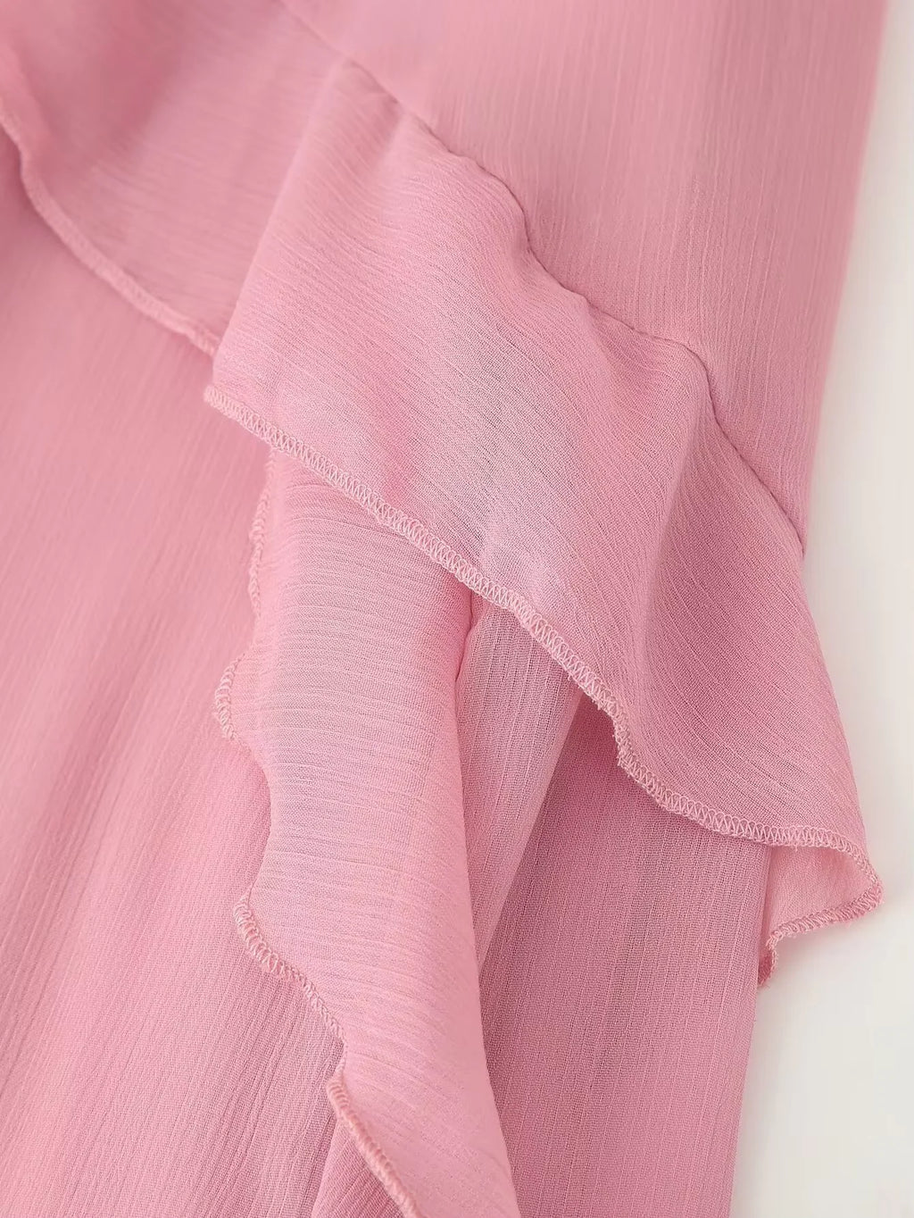 2026 Casual Solid Ruffles Patchwork Robe Women Minimalist Full Sleeve Mesh Loose Fit Lace Up Maxi Dress Vacation Daily Date Wear