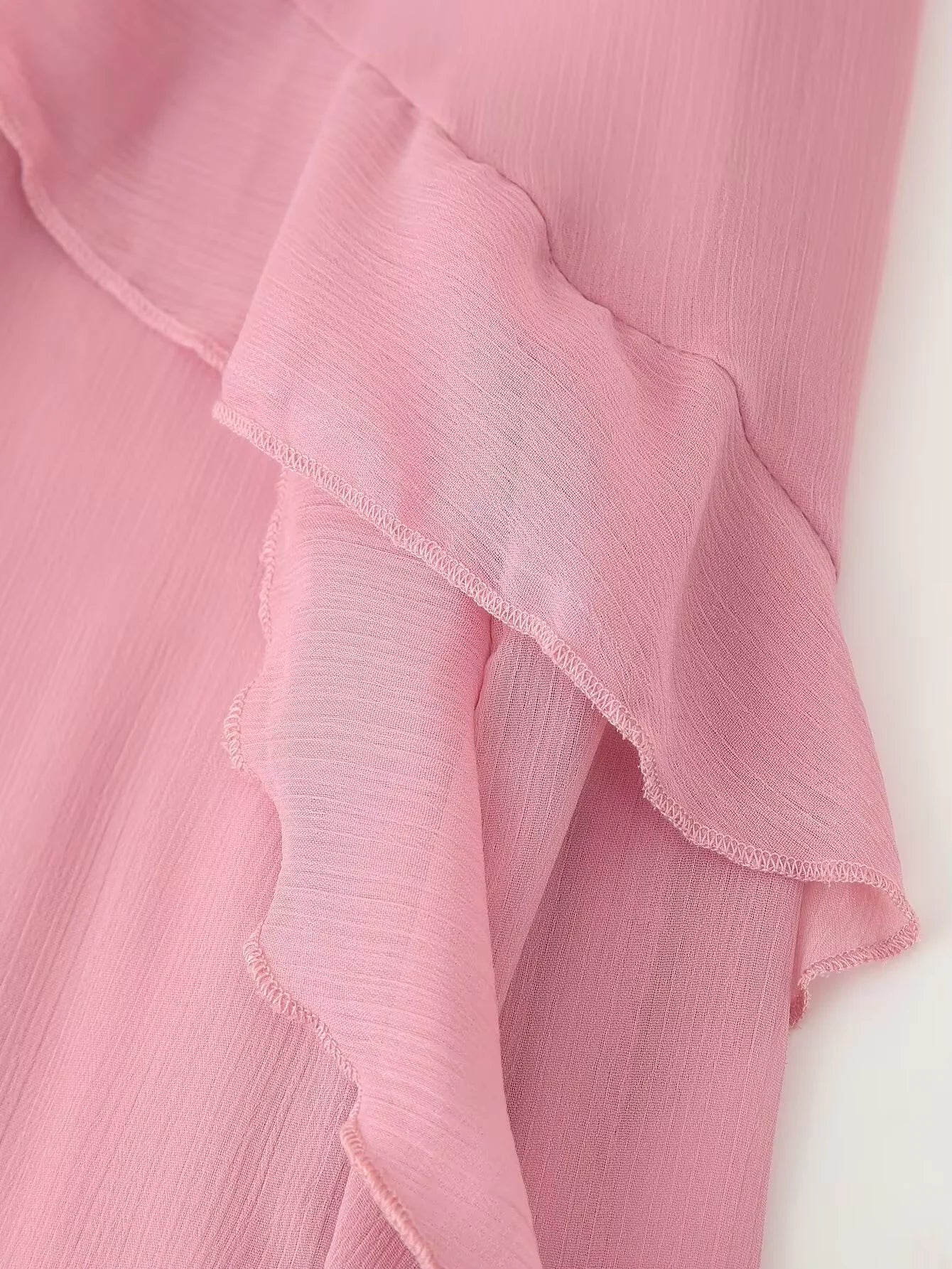 2026 Casual Solid Ruffles Patchwork Robe Women Minimalist Full Sleeve Mesh Loose Fit Lace Up Maxi Dress Vacation Daily Date Wear