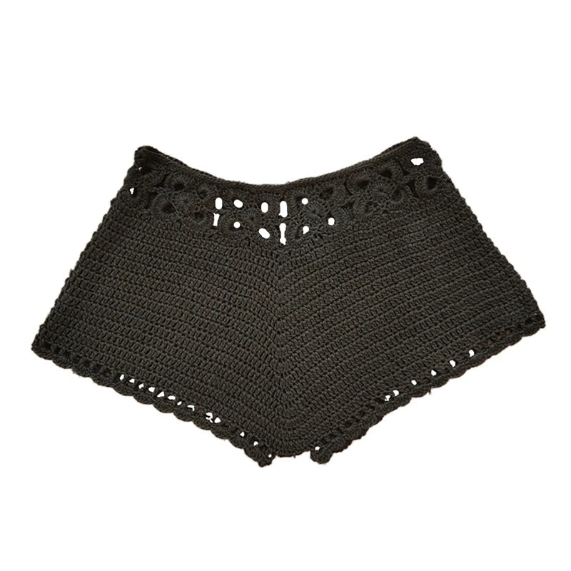 Bohemian Crochet Swim Trunks Sexy Hollow Out Micro Shorts Handmade Crochet Knitted Women Beach Board Bikini Cover-ups Bottoms