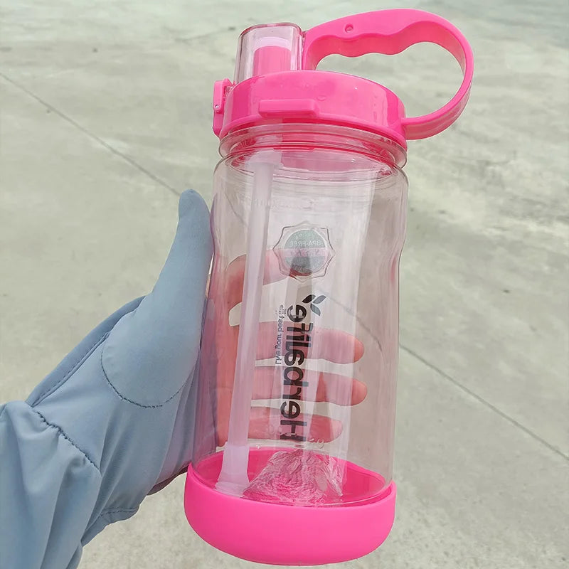 1 Liter Water Bottle Motivational Sports Bottle Leak Proof Plastic Drinking Cup Outdoor Travel Gym Fitness Jugs