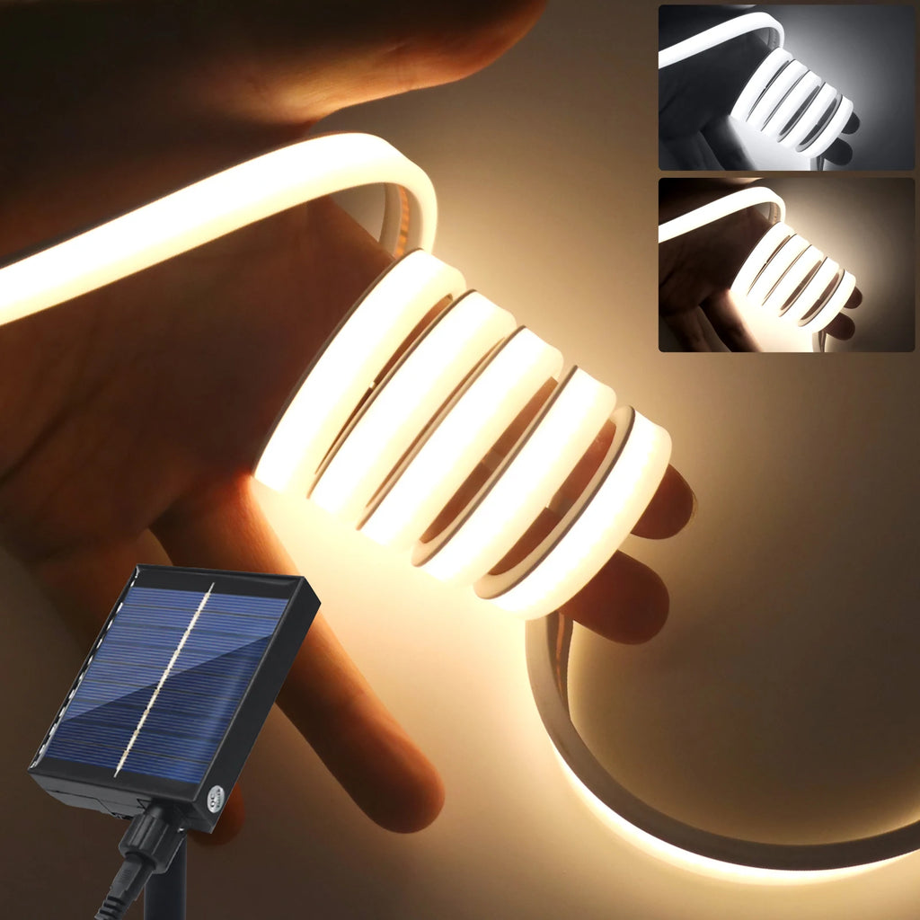 Waterproof Outdoor Solar COB LED Neon Light Strip 24V 320LEDs/m RA90 Linear Flexible Solar Lights for Yard Garden Decoration