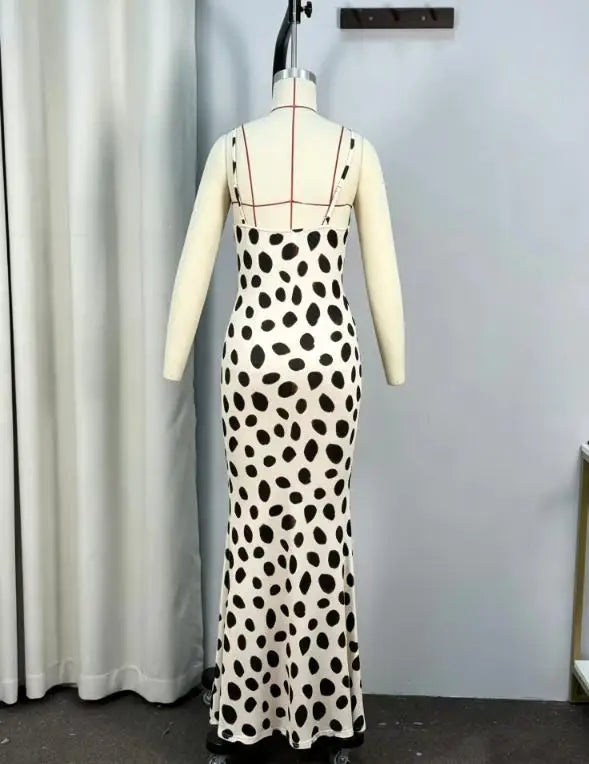 Sexy Printed Polka Dot Dress Retro Sheer Turn-down Collar Button Detachable Scarf Robe 2026 Summer Chic Y2k Women Casual Dresses