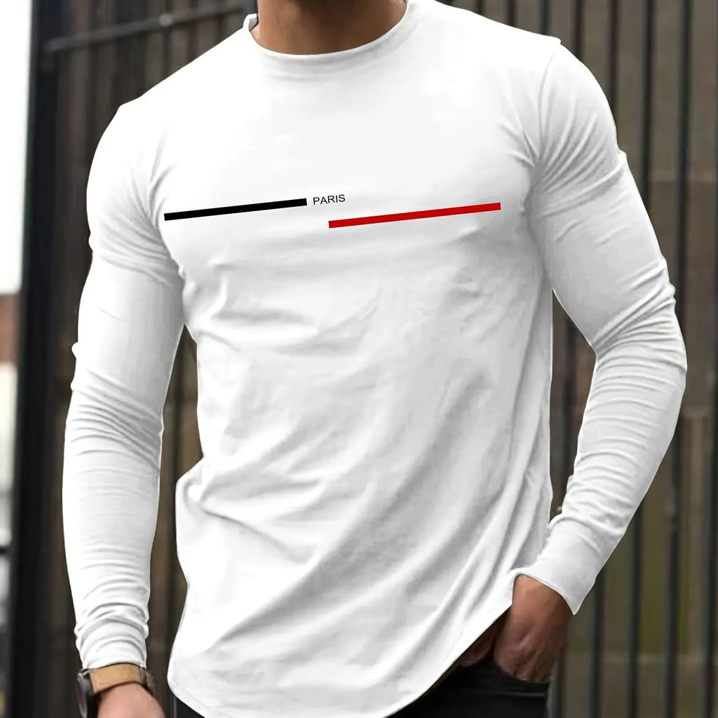 Men's 100% pure cotton summer loose comfortable casual  NEW YORK print large round neck  long sleeve T-shirt top