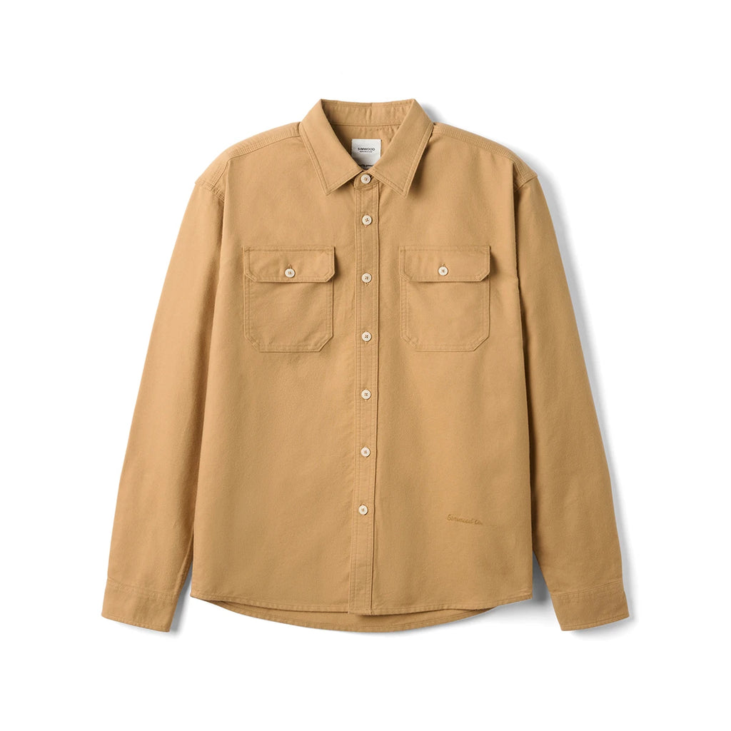 SIMWOOD 2026 Spring New Oversize 220gsm Cotton Fabric Mens Sport Western Two Pockets Long Sleeve Shirts