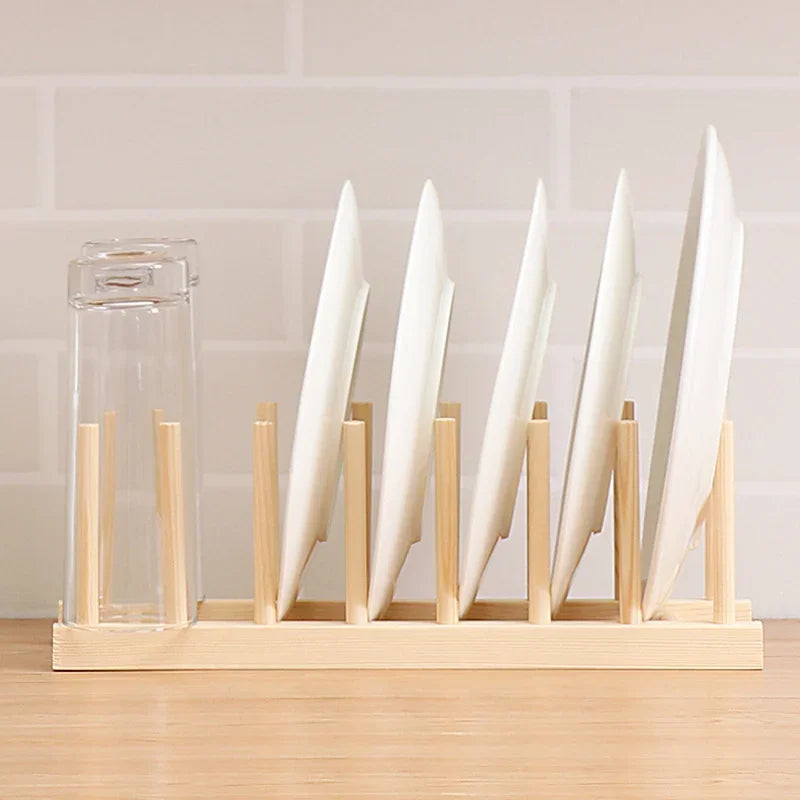 Practical DIY Locker Bamboo Drain Rack Wooden Plate Rack Dish Rack Kitchen Organizer For Plates/Cutting Boards/Plates/Cups
