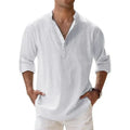 Spring New Men's Casual Slim Fit Polo Shirt Solid Color Breathable Button Long Sleeved Top Refreshing and Comfortable T-shirt