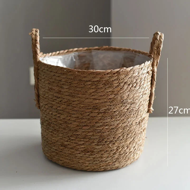 Natural Wicker Planter Basket  Flower Pot Home Garden Rattan Basket Straw Flower Basket 20/25/30CM