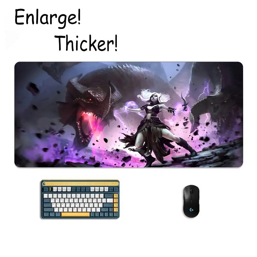 D&D D-Dungeon & Dragons Mouse Pad Tapetes de Mesa Teclado, Borracha Kawai, Tapete de Mesa Antiderrapante, XXL90x40cm